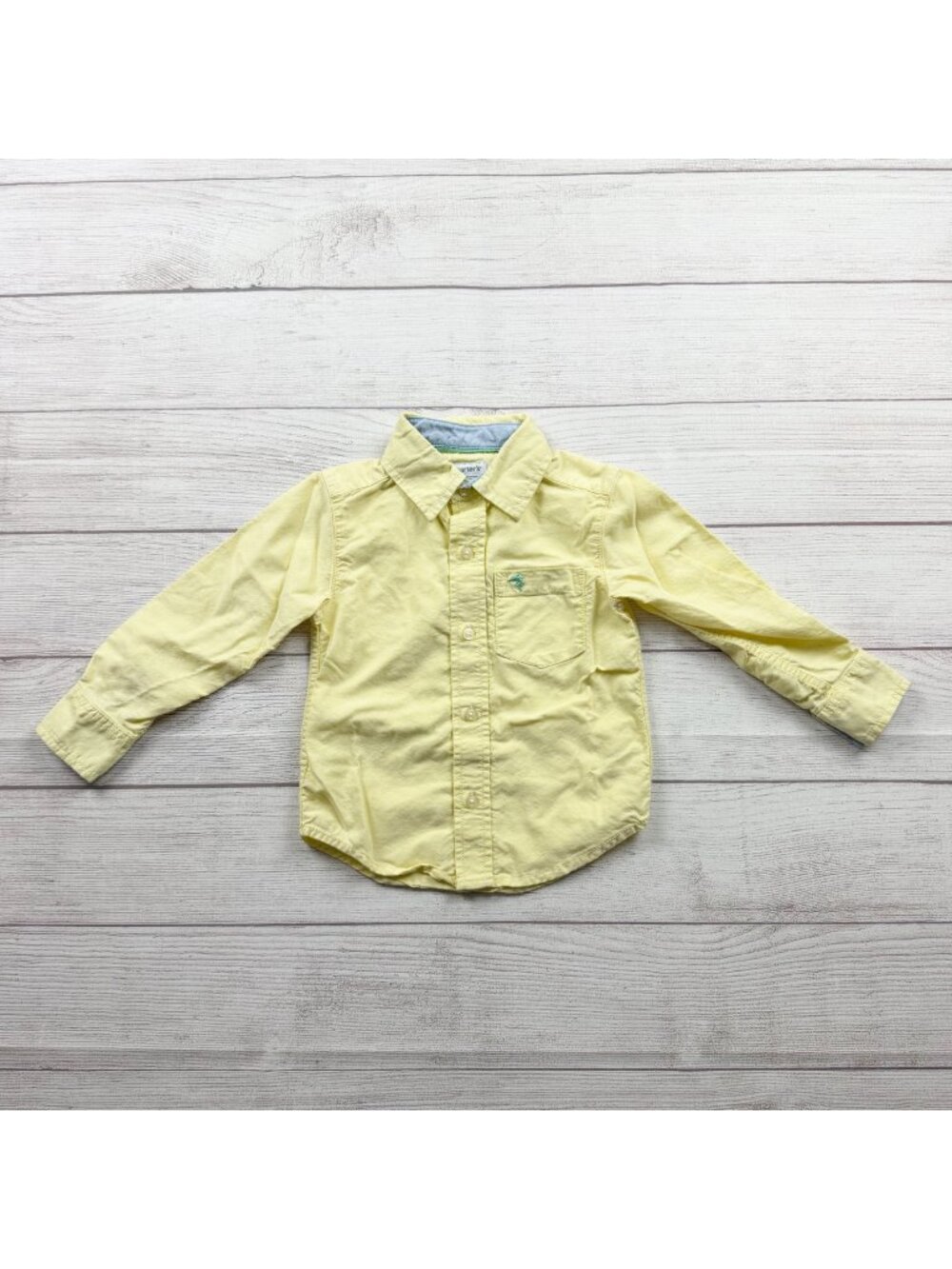 Carter’s Toddler Boys Yellow Cotton Long Sleeve Button Up Shirt 2T